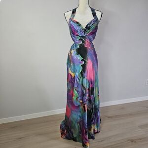 Y2K Babydoll Whimsigoth Fairy Watercolor Beaded Maxi Dress Gown 7/8